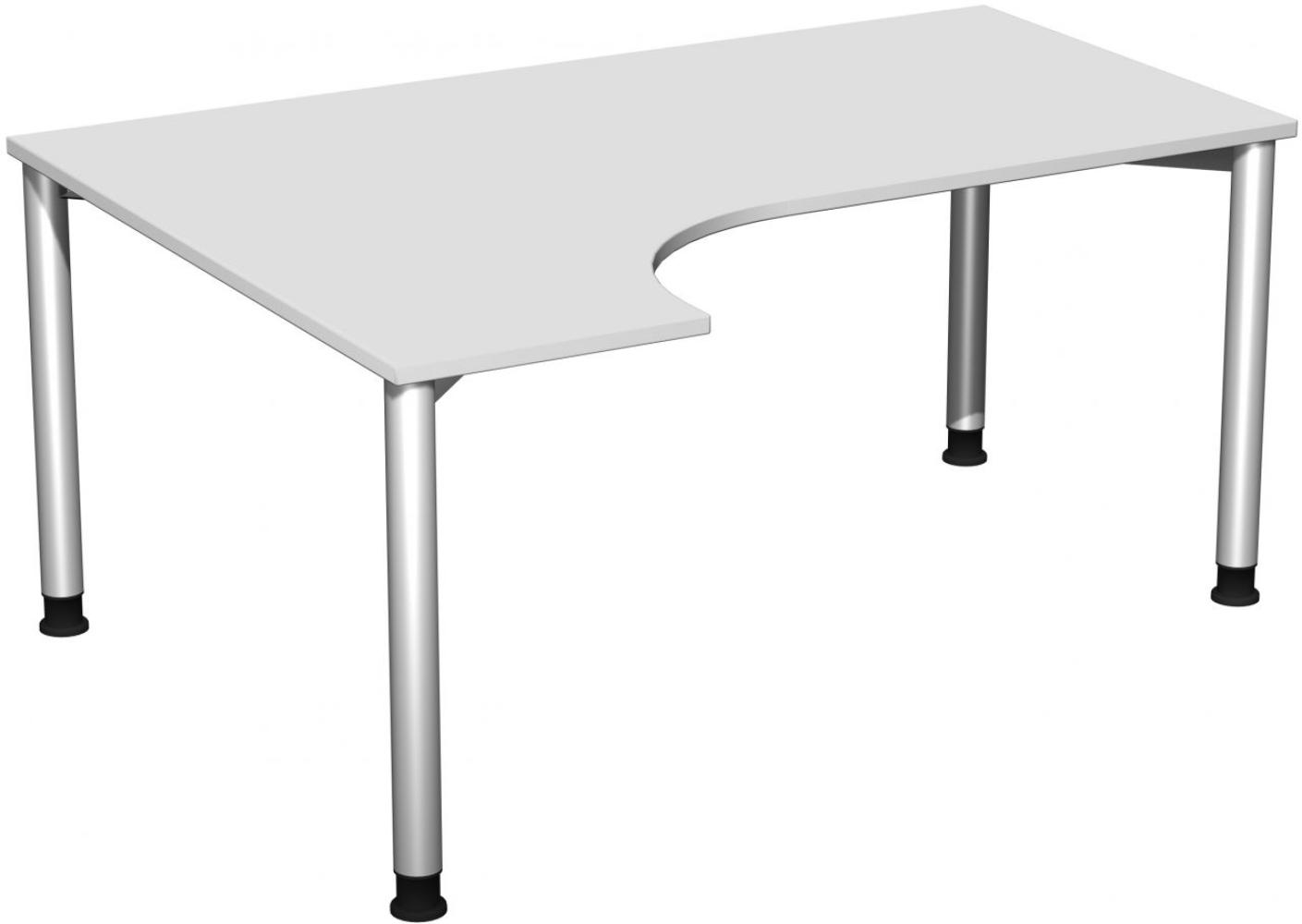 PC-Schreibtisch '4 Fuß Flex' links, höhenverstellbar, 160x120cm, Lichtgrau / Silber Bild 1