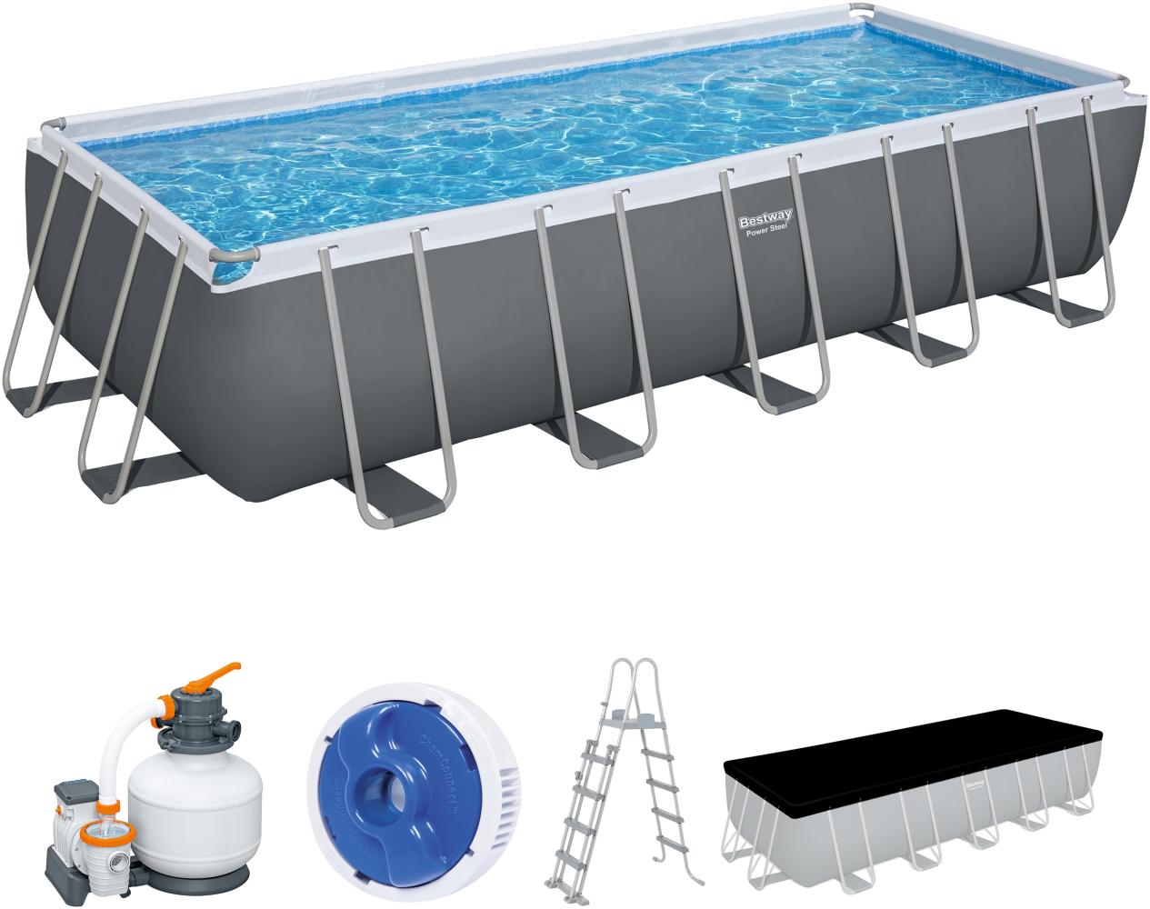 Power Steel™ Frame Pool Komplett-Set mit Sandfilteranlage 640 x 274 x 132 cm, grau, eckig Bild 1