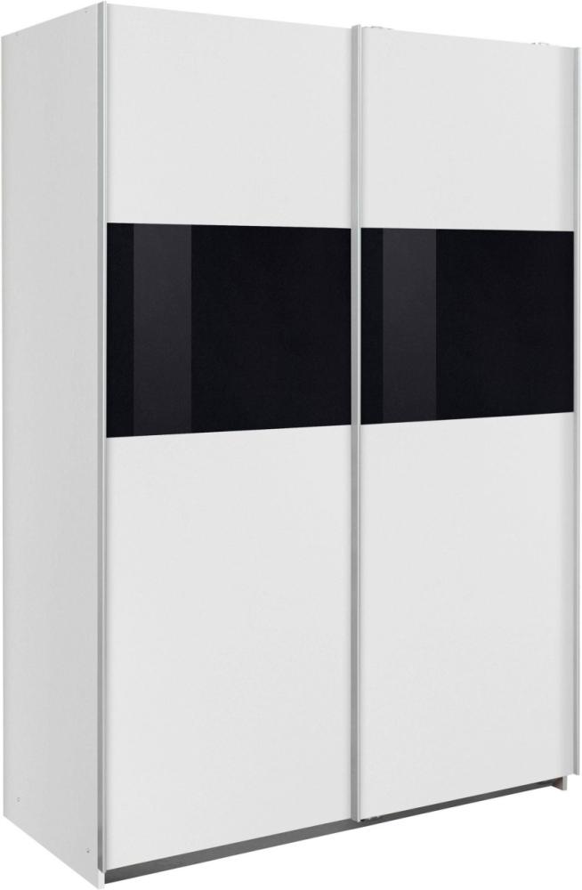Schwebetürenschrank Bramfeld Kleiderschrank 135x64x198cm weiß schwarzglas, 135x64x198 cm Bild 1