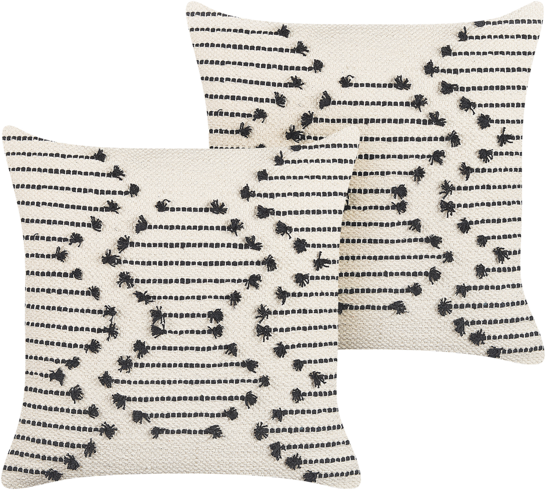 Dekokissen geometrisches Muster Baumwolle beige schwarz 45 x 45 cm 2er Set MYRTUS Bild 1