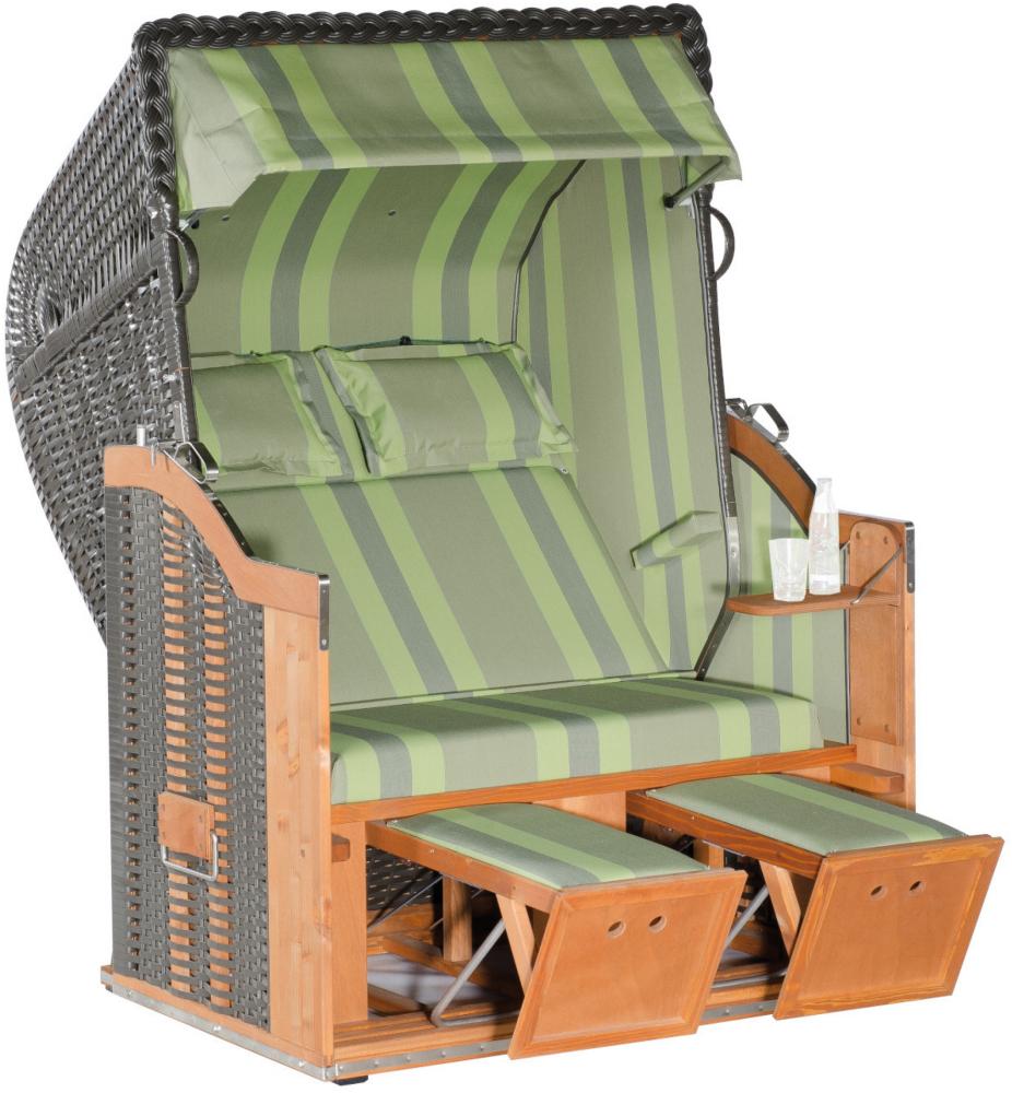 Sonnenpartner Strandkorb Classic 2-Sitzer Halbliegemodell anthrazit/grün mit Sonderausstattung Bild 1