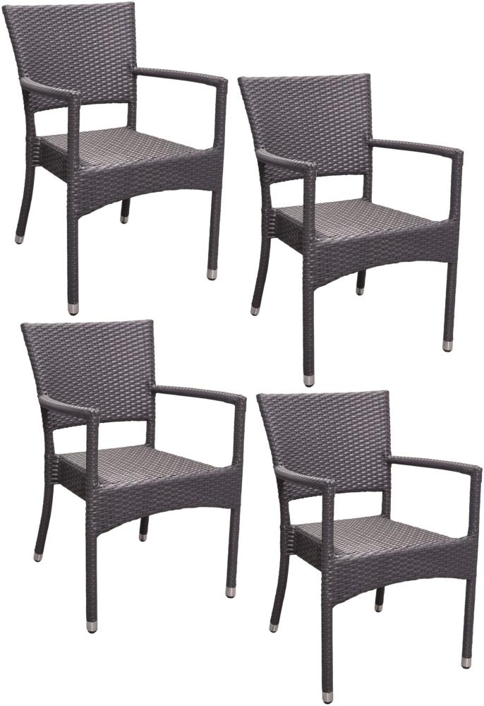 4x KONWAY® ROM Stapelsessel Schiefergrau Polyrattan Garten Sessel Stuhl Set grau Bild 1
