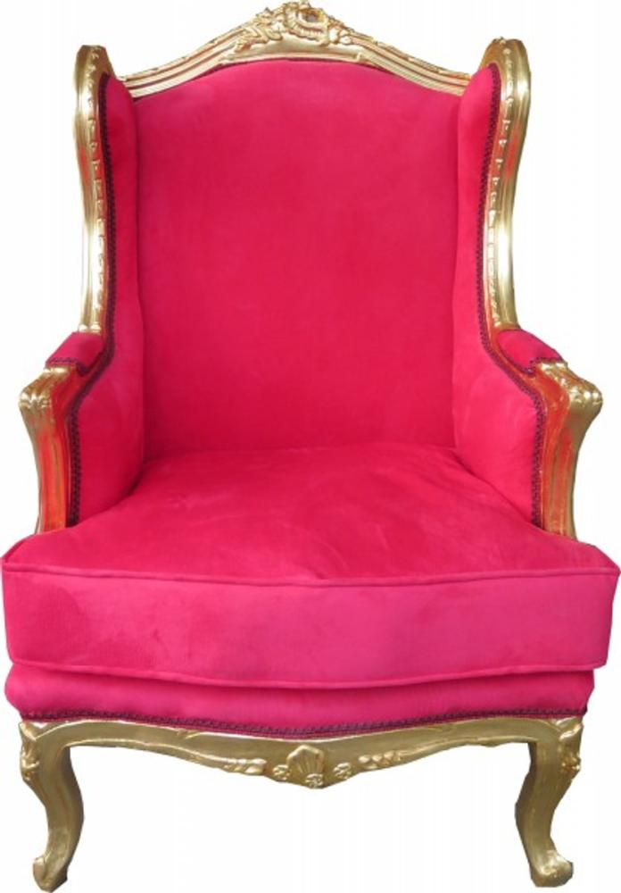 Casa Padrino Barock Lounge Thron Sessel Rot / Gold - Ohren Sessel - Ohrensessel Tron Stuhl Bild 1