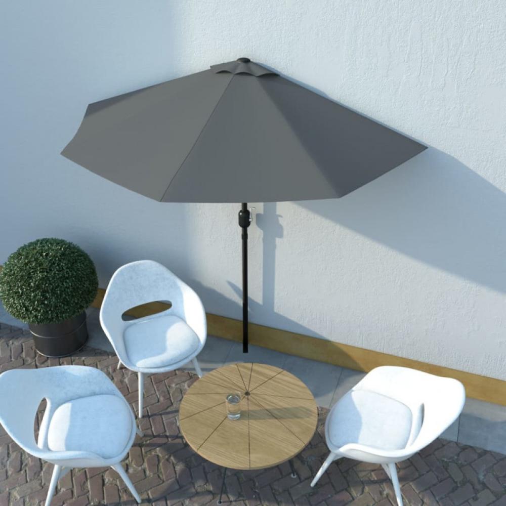 Balkon-Sonnenschirm mit Alu-Mast Anthrazit 270×135 cm Halbrund Bild 1