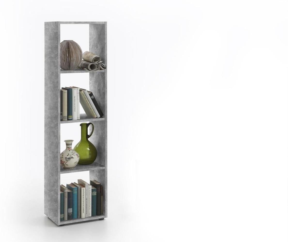 FMD Möbel 'Mega 4' Regal, Bücherregal, Beton Optik, mit 4 Fächern, ca. 140 cm Bild 1