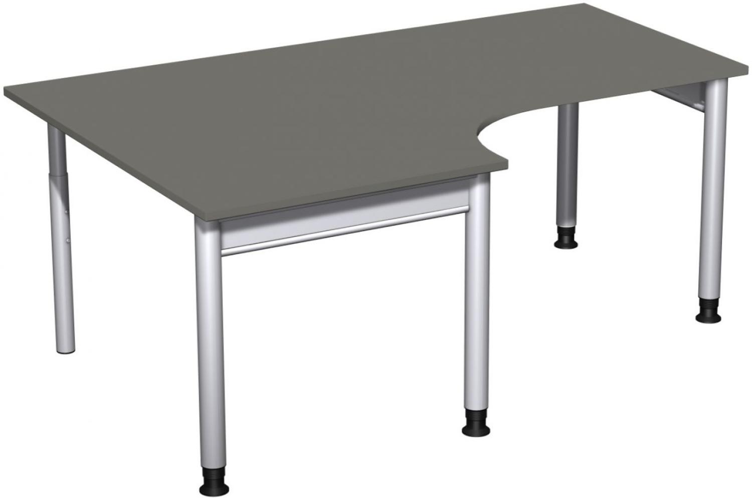 PC-Schreibtisch '4 Fuß Pro' links, höhenverstellbar, 180x120cm, Graphit / Silber Bild 1