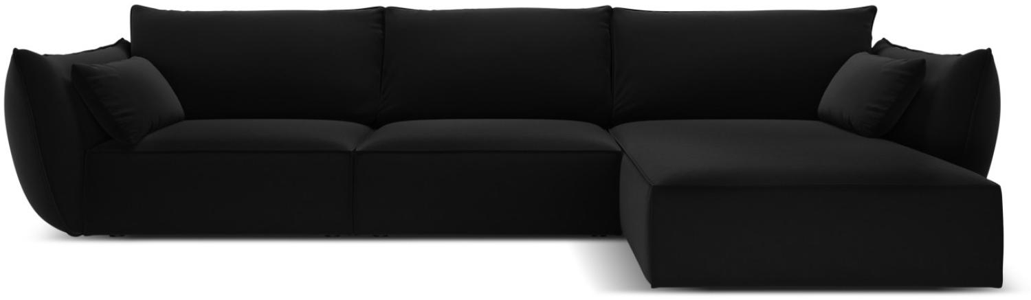 Micadoni 4-Sitzer Samtstoff Ecke rechts Sofa Kaelle | Bezug Black | Beinfarbe Black Plastic Bild 1