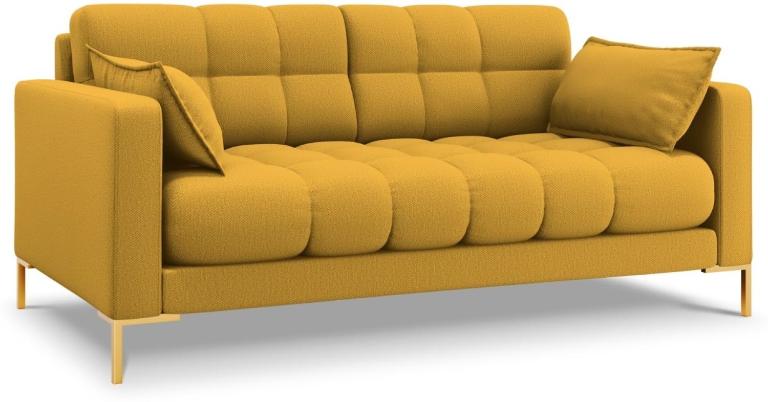 Micadoni 2-Sitzer Sofa Mamaia | Bezug Yellow | Beinfarbe Gold Metal Bild 1