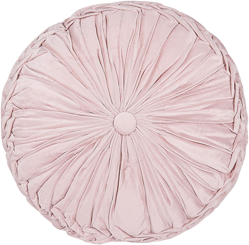 Dekokissen rosa mit Plissee ⌀ 40 cm UDALA Bild 1