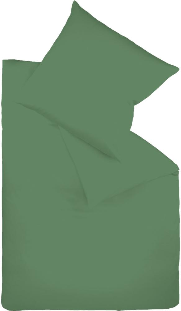 Fleuresse Mako-Satin-Bettwäsche colours jagdgrün 7060 Größe 155 x 200 cm + 80 x 80 cm Kissenbezug Bild 1