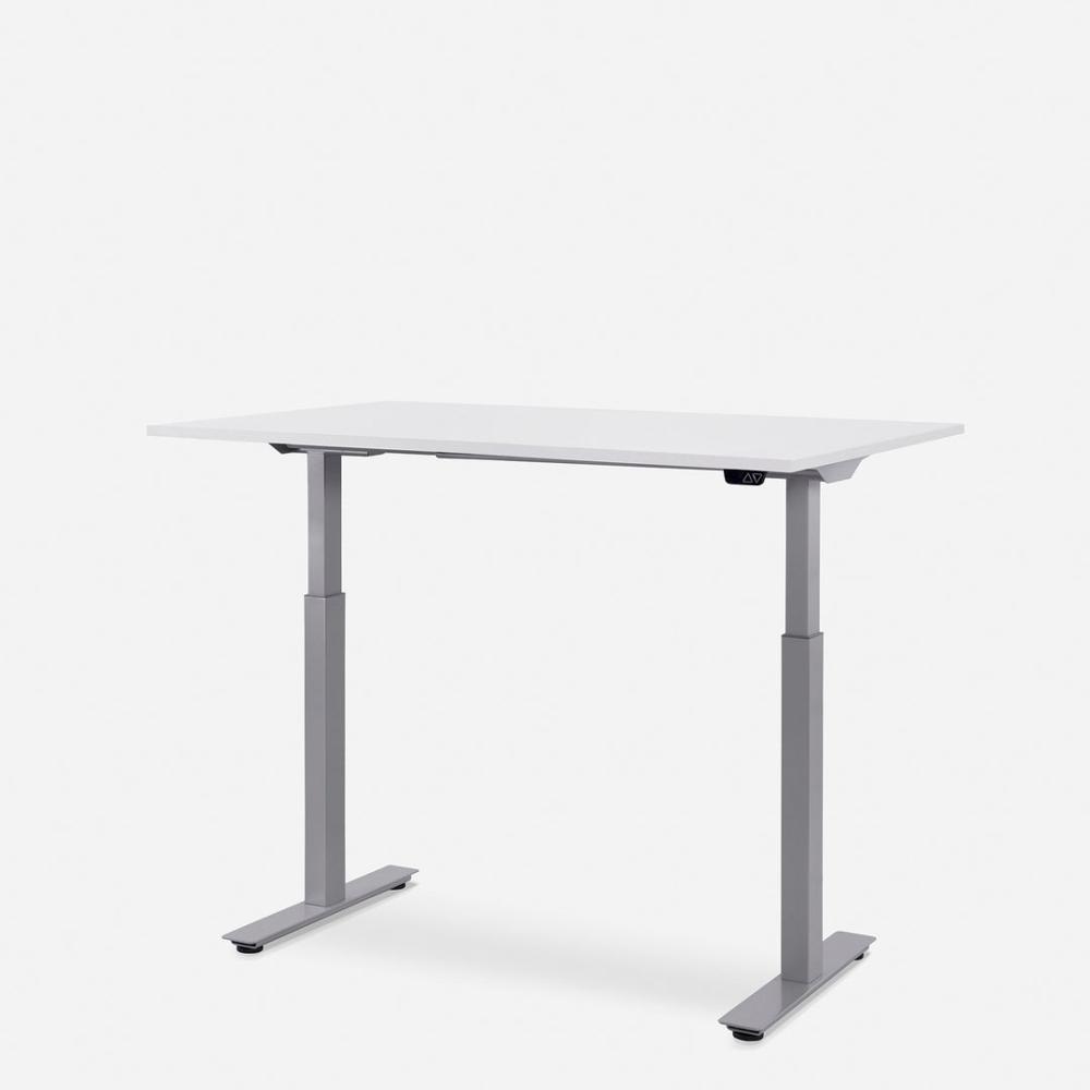 120 x 80 cm WRK21® SMART - Weiss Uni / Grau elektrisch höhenverstellbarer Schreibtisch Bild 1