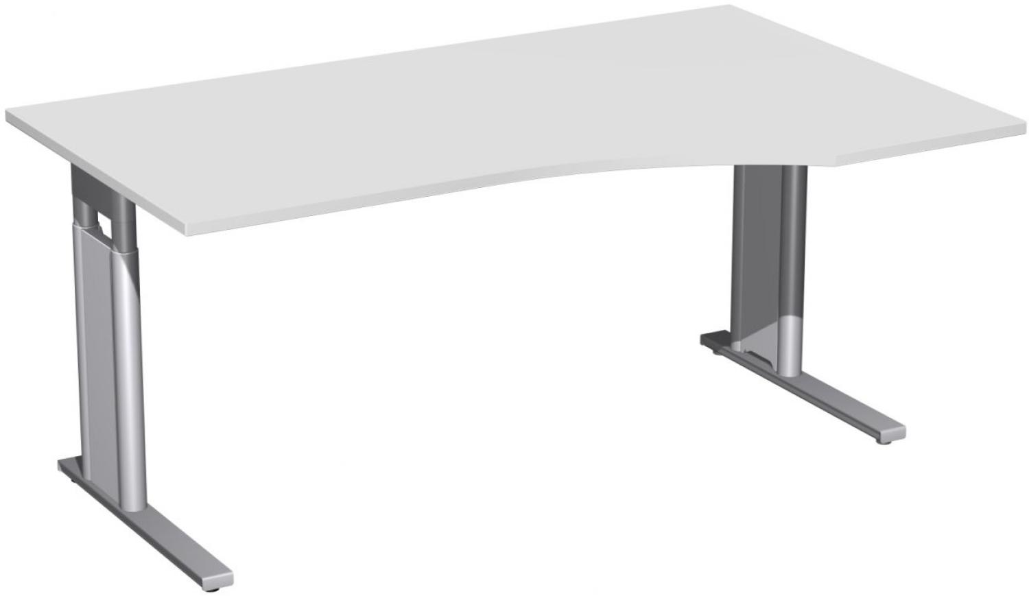PC-Schreibtisch rechts, höhenverstellbar, 160x100cm, Lichtgrau Silber Bild 1