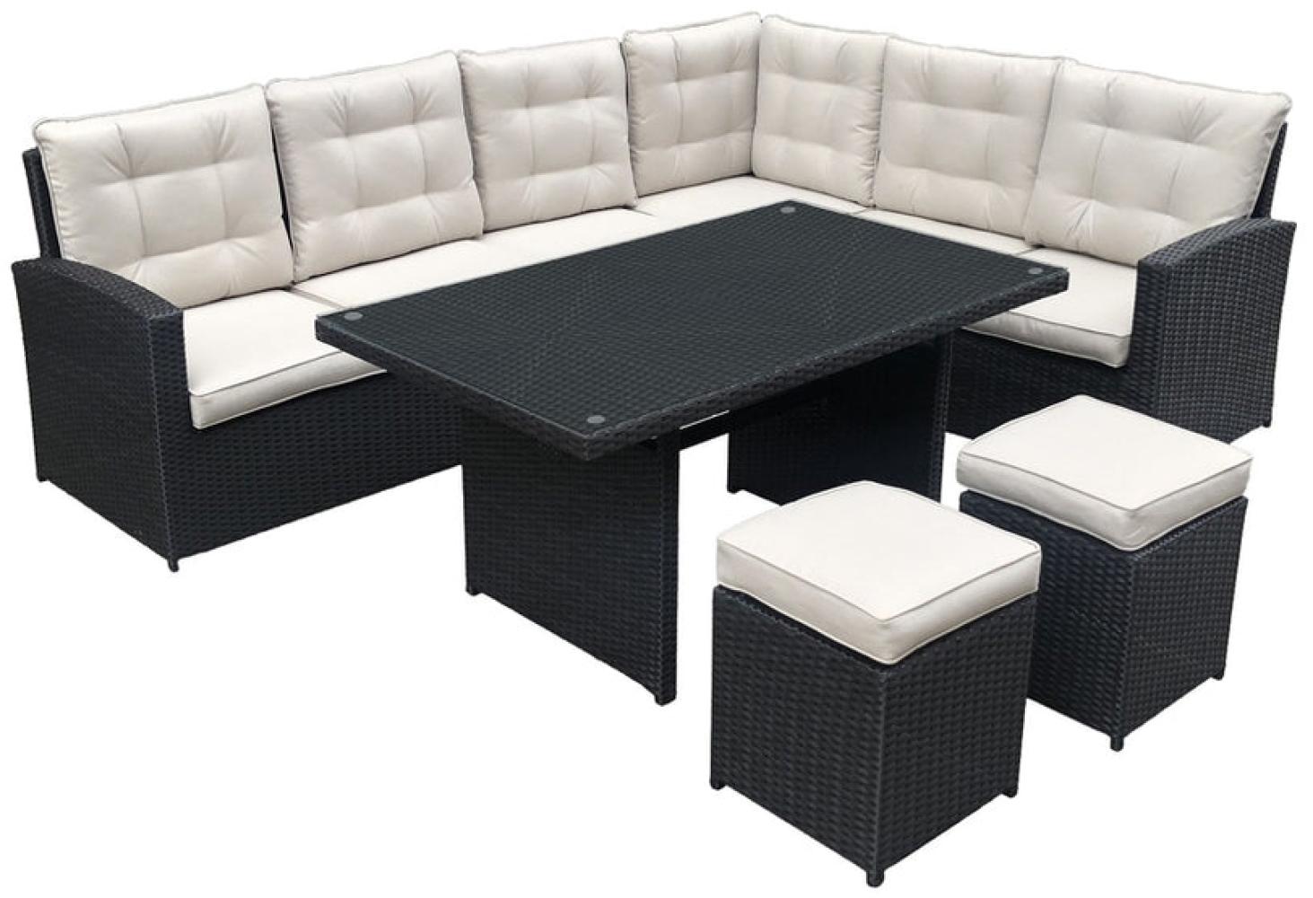 Luxus Premium Polyrattan Garten Lounge SET schwarz Esstisch Sitzgruppe 21-Teilig Bild 1