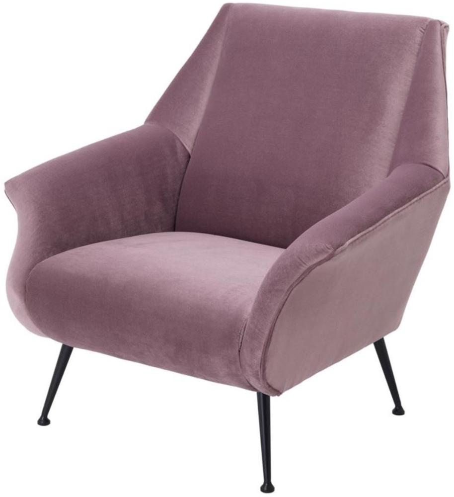 Casa Padrino Luxus Sessel in lila mit schwarzen Beinen 88 x 80 x H. 91 cm - Designer Club Möbel Bild 1