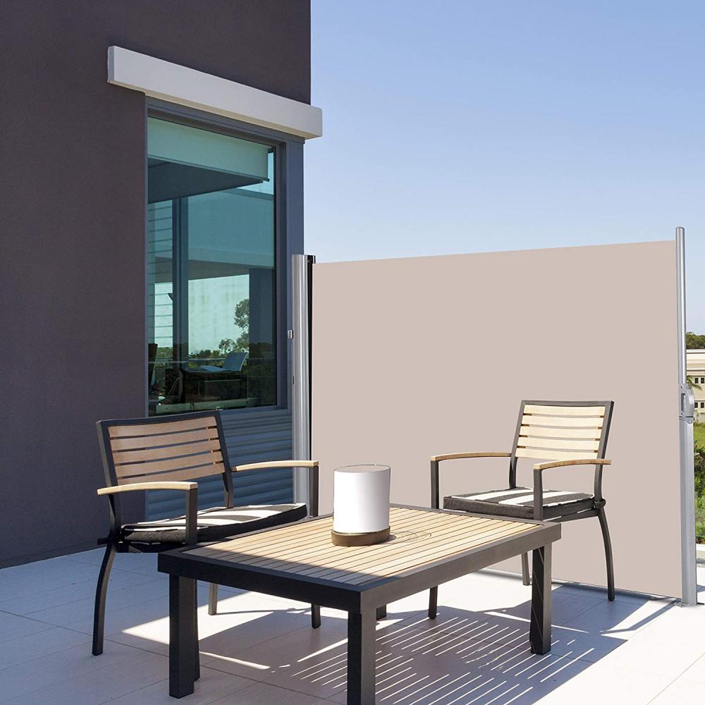 COSTWAY Doppelseitenmarkise 300x180cm ausziehbar Seitenmarkise Markise Seitenwandmarkise Wind- Sicht- & Sonnenschutz Beige Bild 1