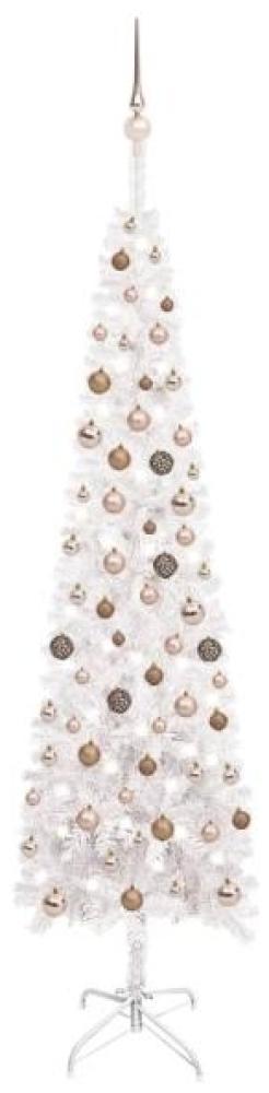 vidaXL Schlanker Weihnachtsbaum mit LEDs & Kugeln Weiß 240 cm, Mit Beleuchtung [3078064] Bild 1
