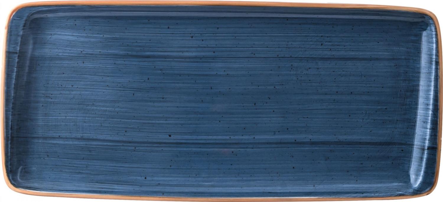 6x Servierplatten Speiseteller Porzellan Geschirr rechteckig Blau Creme Bonna Aura Dusk Moove 34x16cm Kantenschutz Bild 1