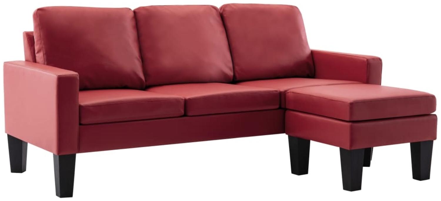 vidaXL 3-Sitzer-Sofa mit Hocker Weinrot Kunstleder Bild 1