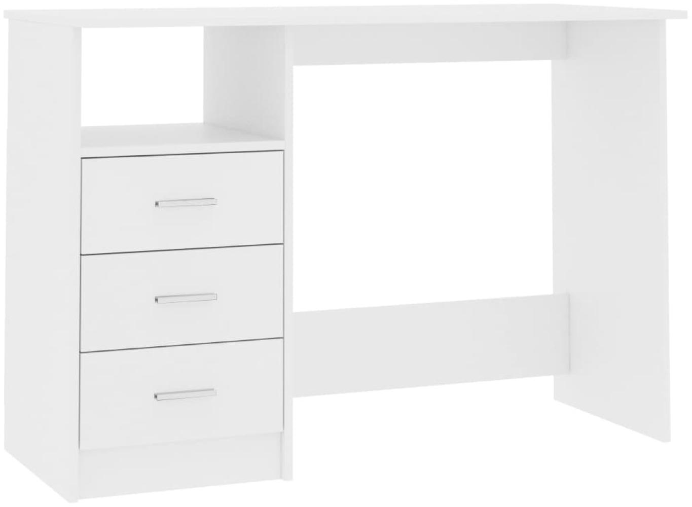 vidaXL Schreibtisch mit Schubladen Weiß 110x50x76 cm Holzwerkstoff Bild 1