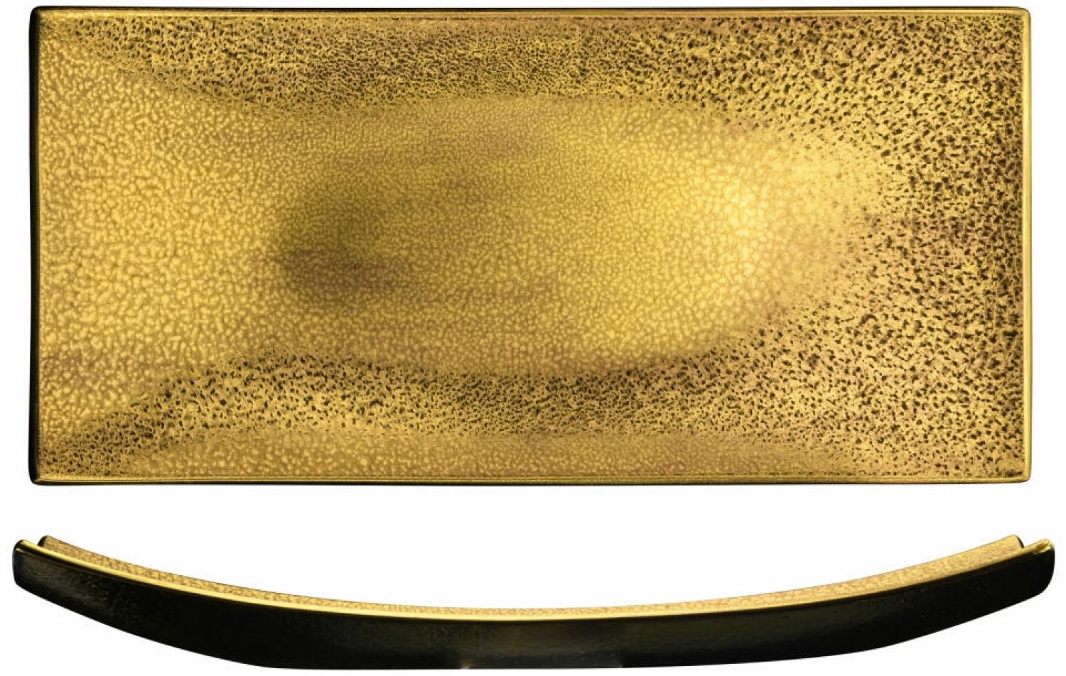 Eisch Platte Gold Rush, Servierplatte, Servierteller, Kristallglas, Gold, 39 x 18 cm, 74330739 Bild 1