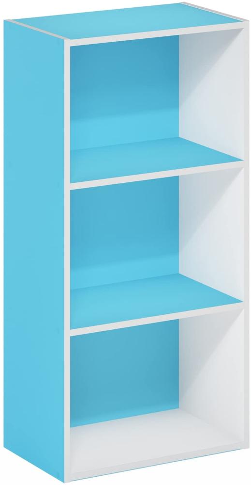 Furinno Luder Bücherregal mit 3 Ebenen, Holz, Weiß/Hellblau, 3-Tier Bild 1