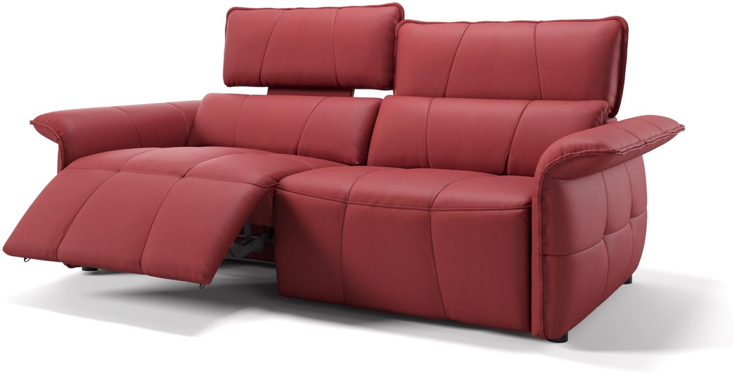 Sofanella Dreisitzer ADRIA Ledercouch Echtleder Sofa in Rot Bild 1