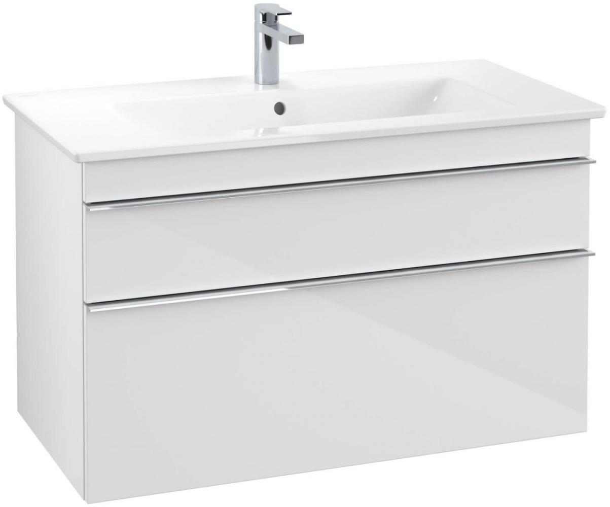 Villeroy & Boch VENTICELLO Waschtischunterschrank 95 cm breit, Weiß, Griff Chrom, für Becken mittig Bild 1
