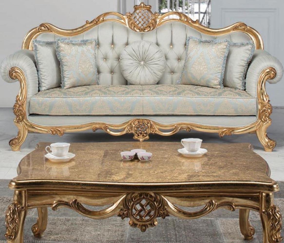 Casa Padrino Luxus Barock Couchtisch Antik Gold 118 x 87 x H. 50 cm - Massivholz Wohnzimmertisch - Möbel im Barockstil Bild 1