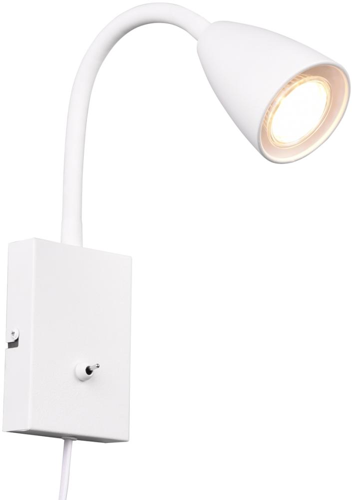 Flexible LED Leselampe, Wandleuchte mit & ohne Stecker, Weiß matt Bild 1