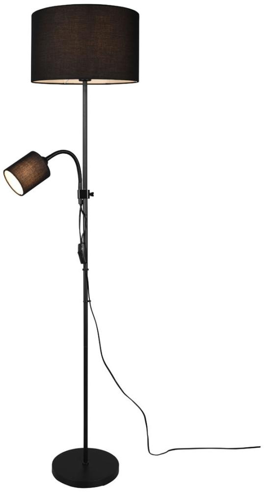 LED Stehleuchte Flexarm Leselicht Metall & Stoffschirme Schwarz Höhe 160cm Bild 1
