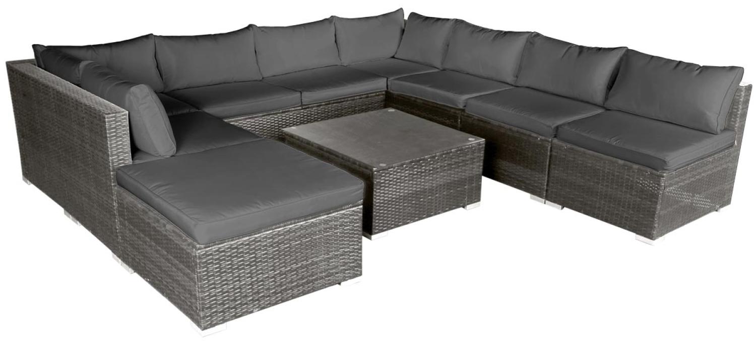 BRAST Gartenmöbel Lounge Sofa Couch Set Paradise Grau Poly-Rattan für 7 Personen Bild 1