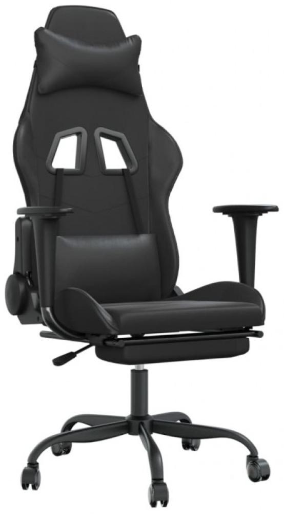 vidaXL Gaming-Stuhl mit Massage & Fußstütze Schwarz Kunstleder Bild 1