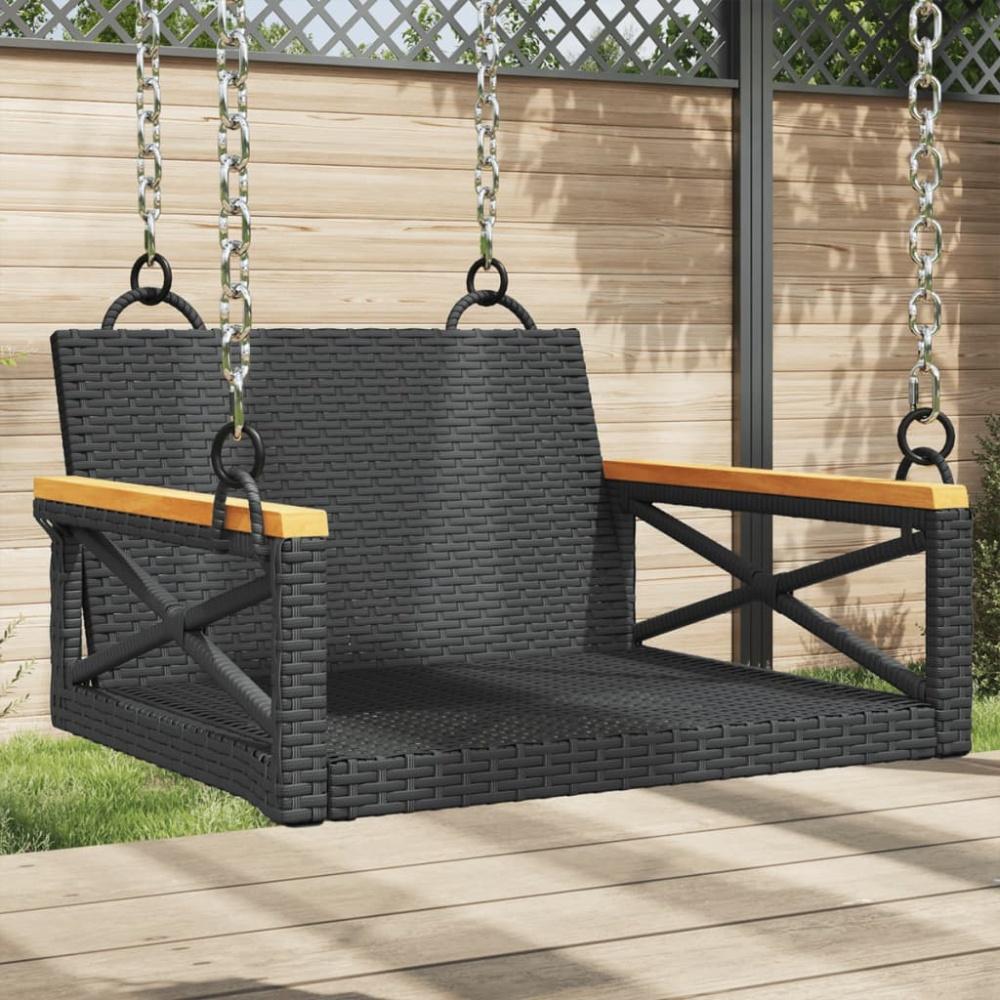 vidaXL Hängesessel Schwarz 63x62x40 cm Poly Rattan Bild 1