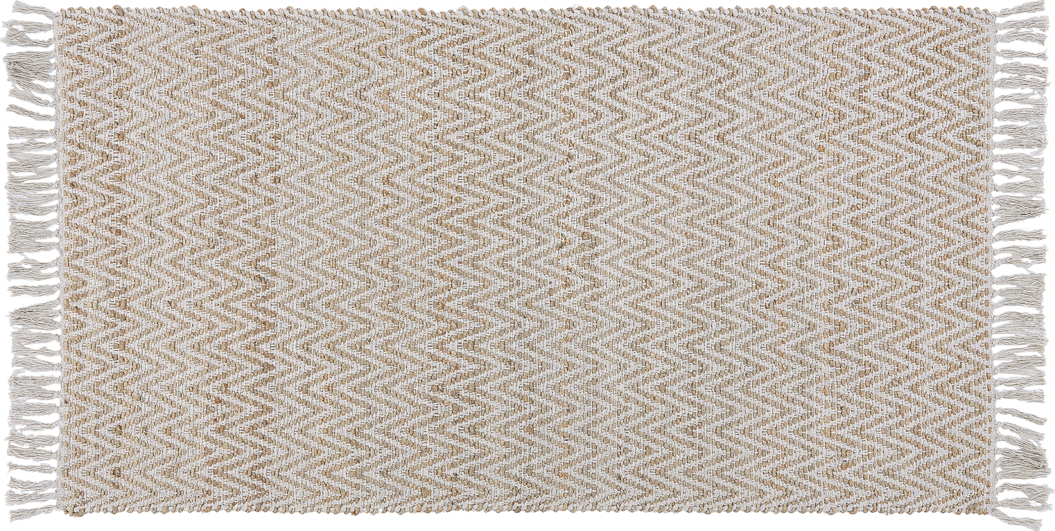 Teppich beige 80 x 150 cm ZickZack-Muster Kurzflor zweiseitig AFRIN Bild 1
