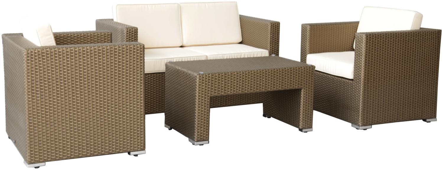 Konway Polyrattan FLORIDA Set Couch Sessel Lounge System Mokka Garten Outdoor Bild 1