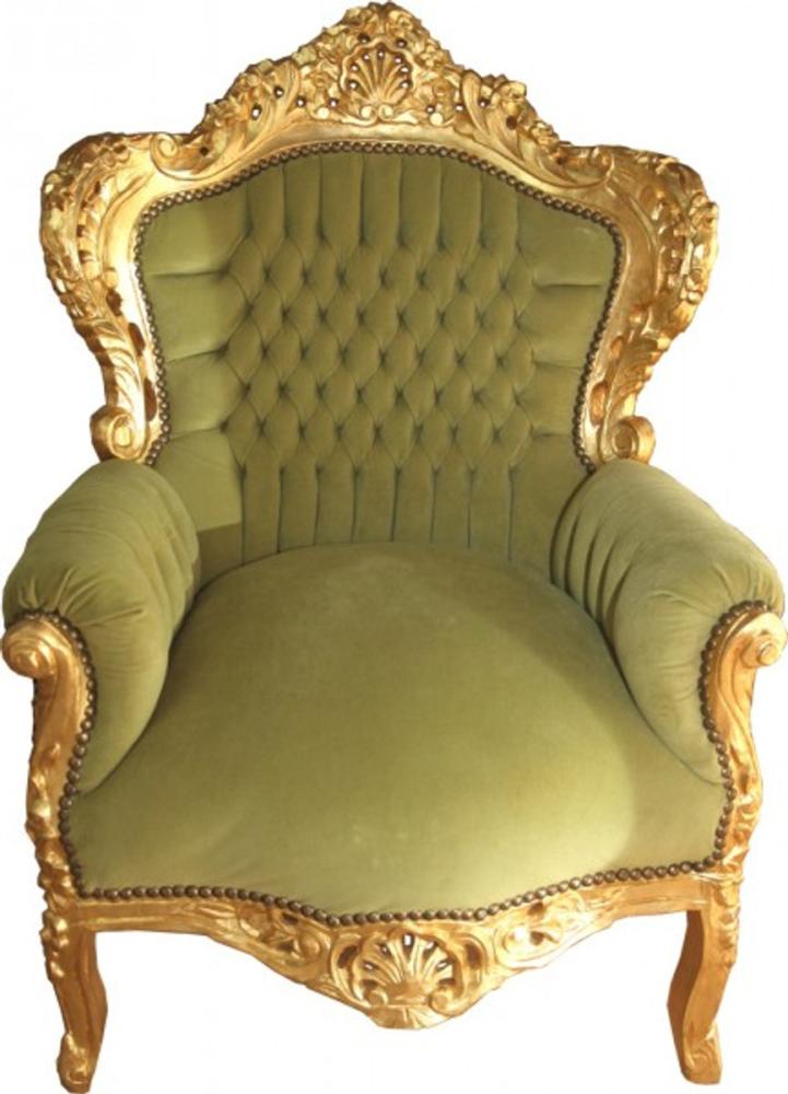 Casa Padrino Barock Sessel King Jadegrün/Gold Bild 1