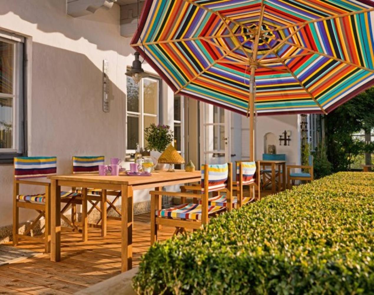 Hochwertiger Sonnenschirm multicolor mit Knickmechanismus Ø 300 cm Bild 1