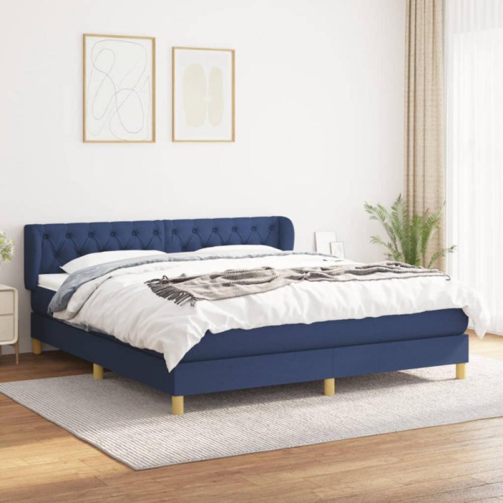 Doppelbett, Polsterbett mit Matratze Stoff Blau 160 x 200 cm Bild 1