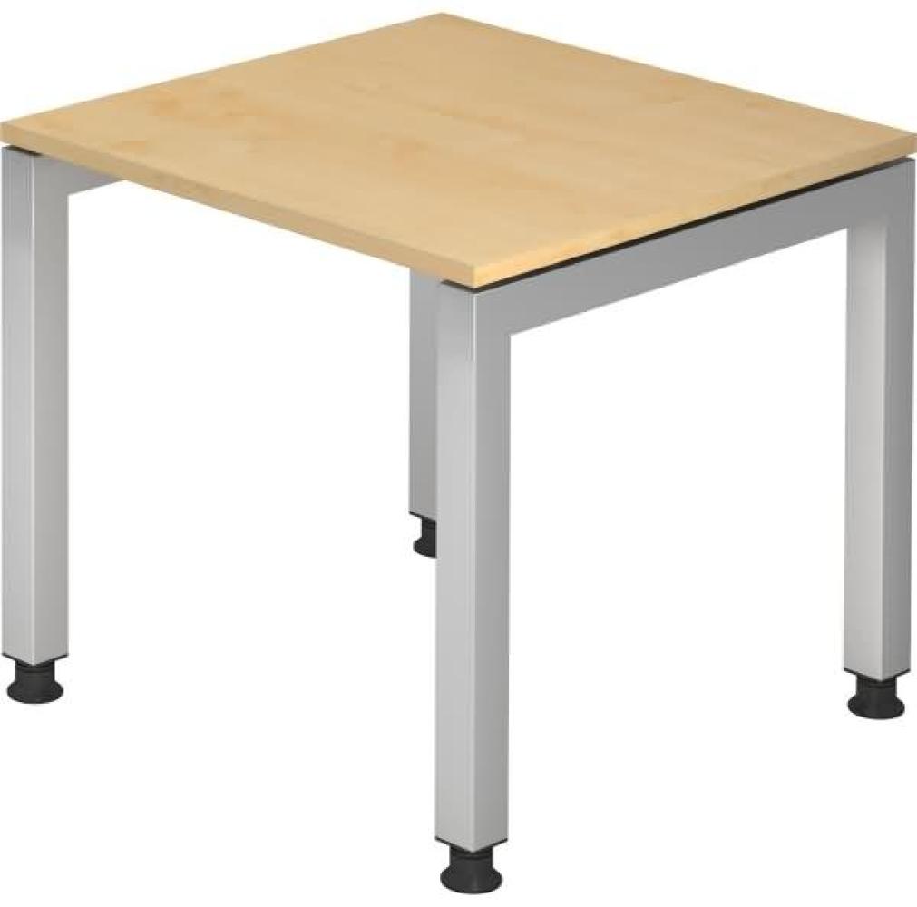 Schreibtisch JS08 U-Fuß / 4-Fuß eckig 80x80cm Ahorn Gestellfarbe: Silber Bild 1