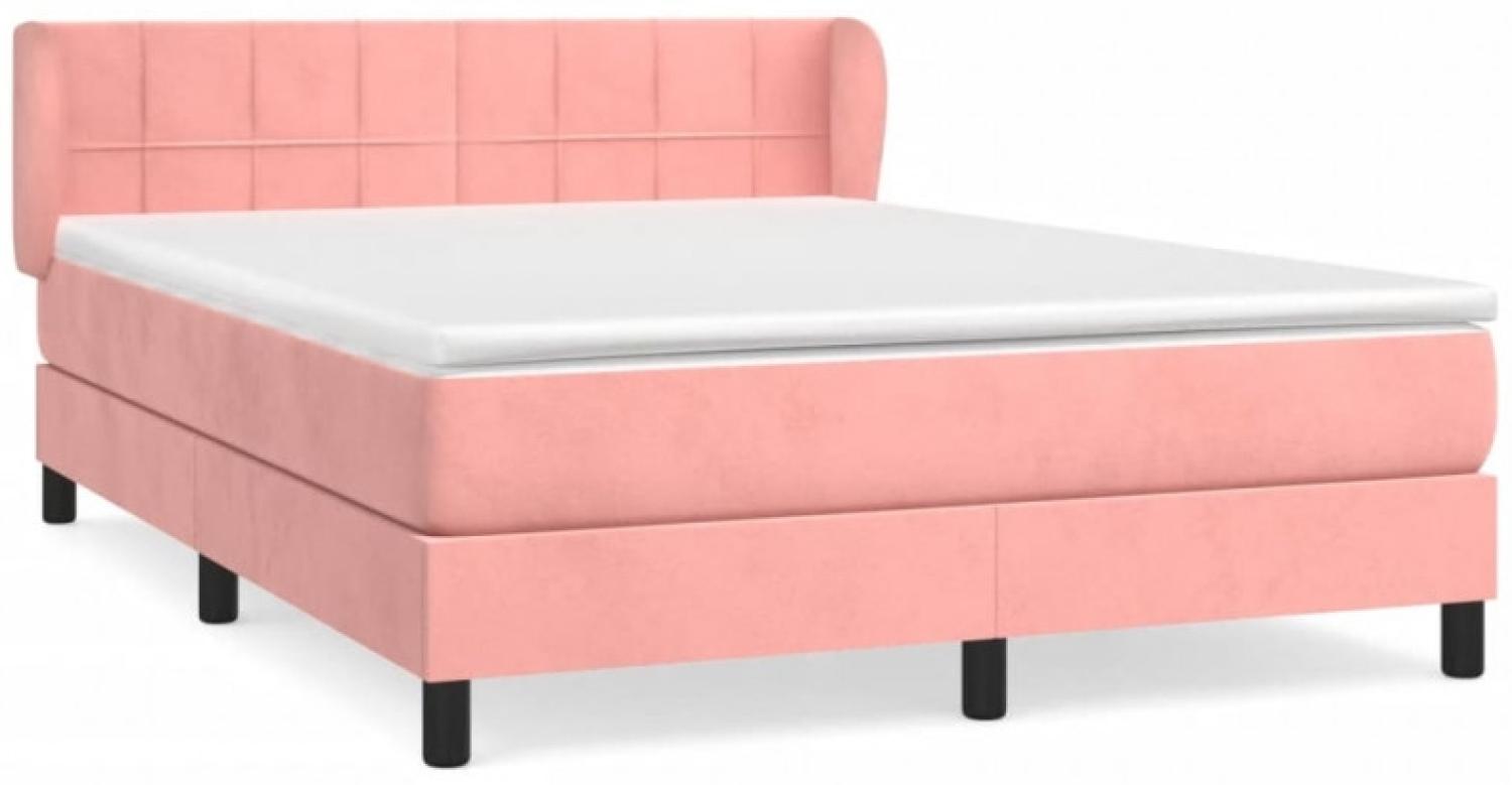 Boxspringbett mit Matratze Rosa 140x200 cm Samt Bild 1