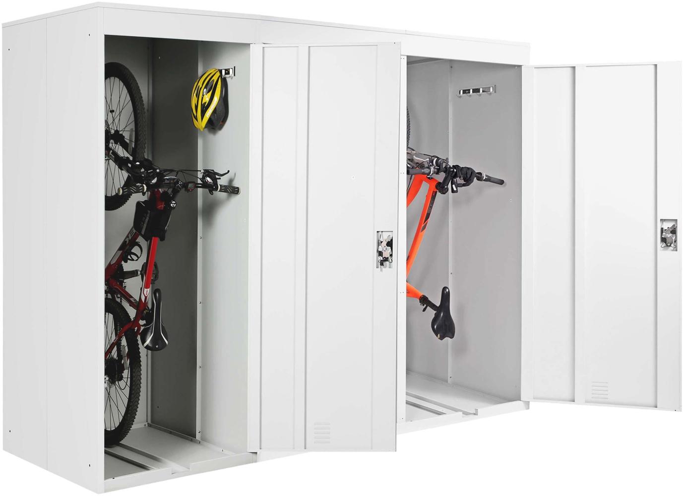 3er-Fahrradgarage HWC-H66, Fahrradbox Gerätehaus Fahrradunterstand, erweiterbar abschließbar Metall ~ hellgrau Bild 1