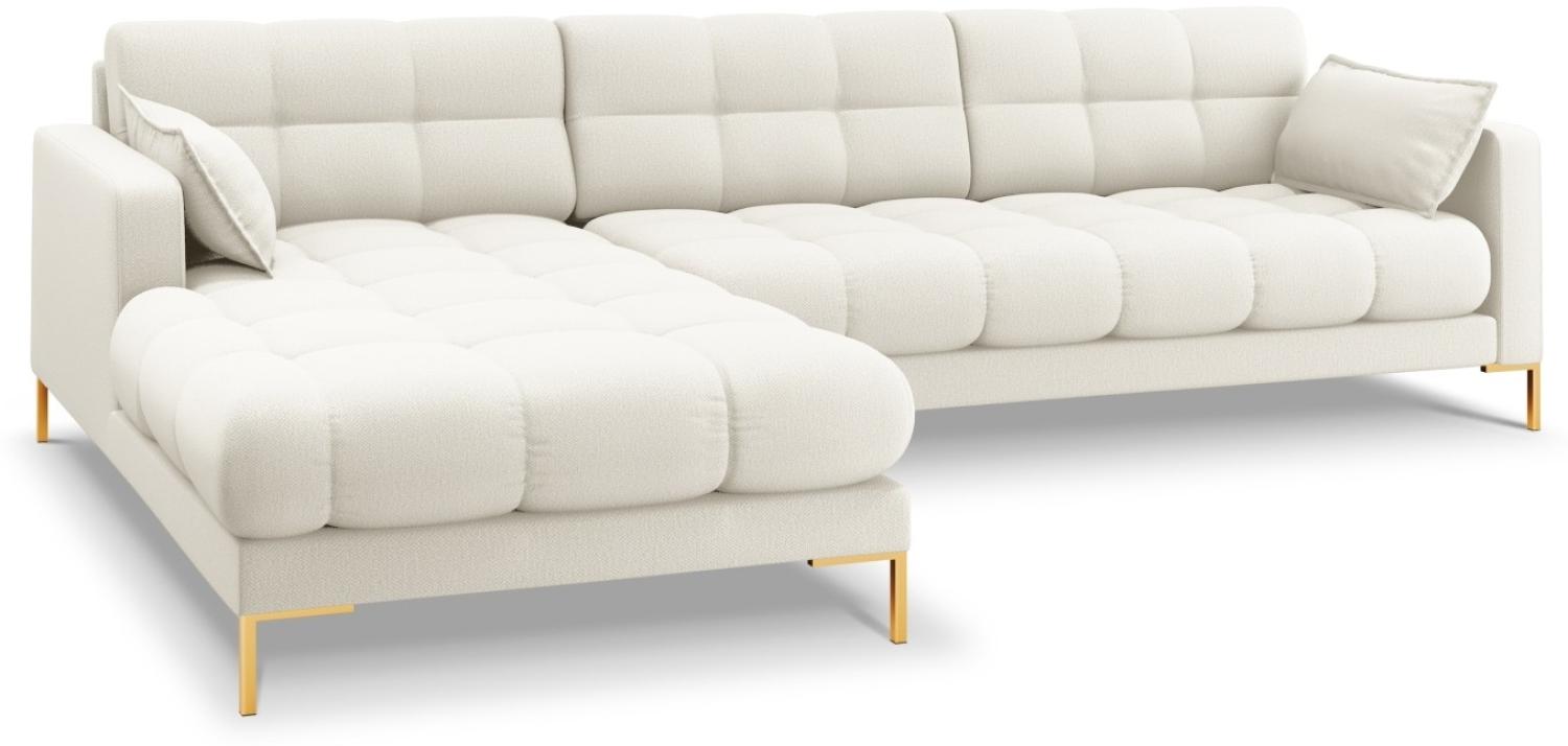 Micadoni 5-Sitzer Ecke links Sofa Mamaia | Bezug Light Beige | Beinfarbe Gold Metal Bild 1
