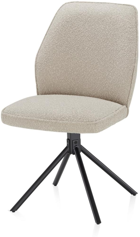 KHG Esszimmerstuhl, Küchenstuhl Bouclé Taupe, Stuhlbeine Metall lackiert, Polsterstuhl, Essstuhl, Stuhl, für Esszimmer Küche Büro Bild 1