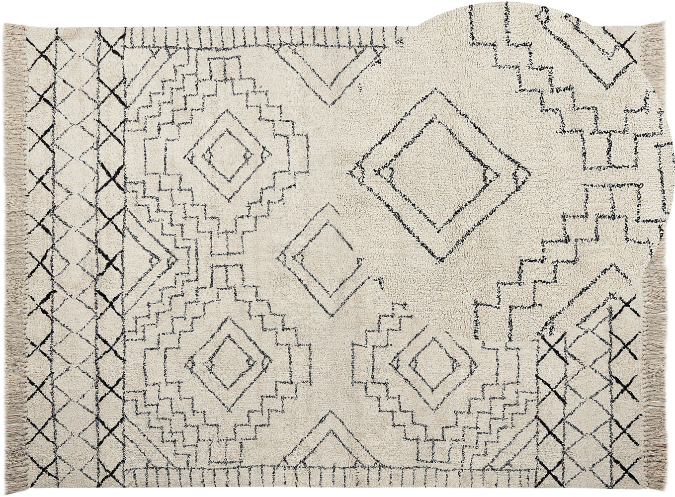 Teppich Baumwolle beige schwarz geometrisches Muster 160 x 230 cm Kurzflor ZEYNE Bild 1