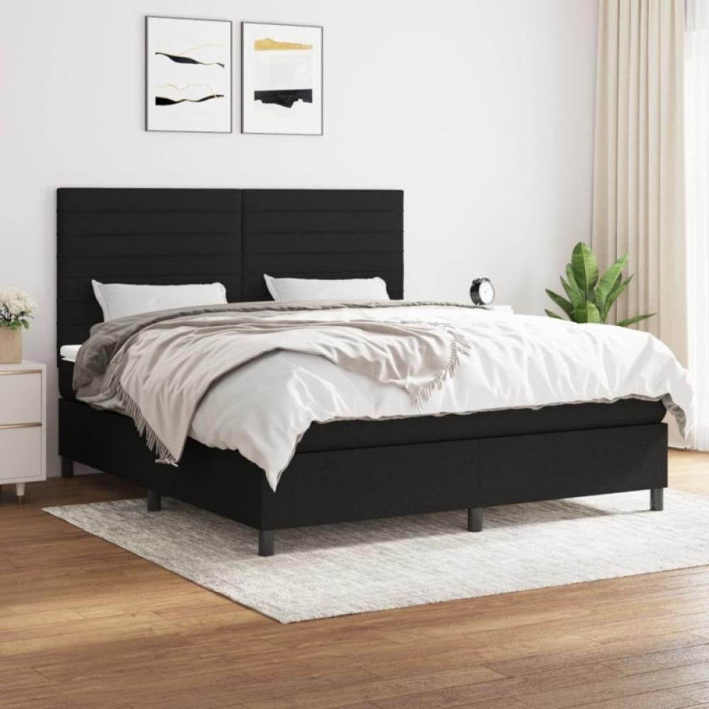 Boxspringbett mit Matratze Schwarz 180x200 cm Stoff (Farbe: Schwarz) Bild 1