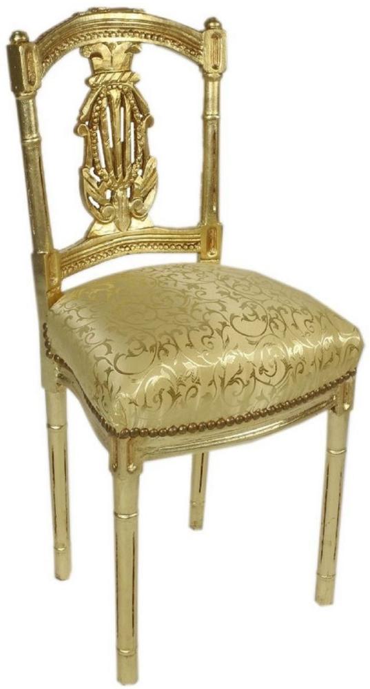 Casa Padrino Barock Damen Stuhl mit elegantem Muster Gold 40 x 35 x H. 85 cm - Handgefertigter Antik Stil Stuhl - Barock Möbel Bild 1