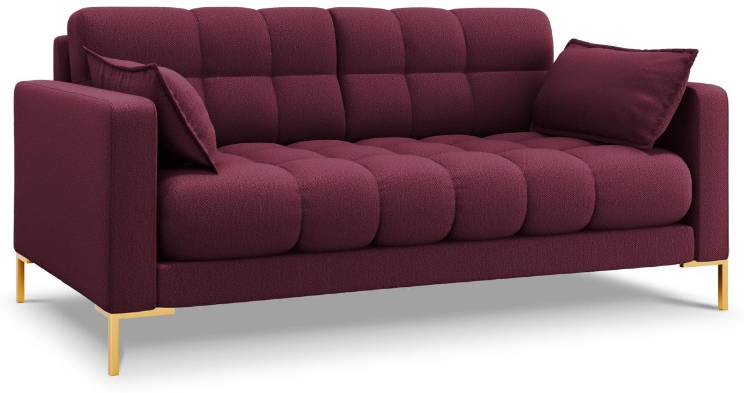 Micadoni 2-Sitzer Sofa Mamaia | Bezug Dark Red | Beinfarbe Gold Metal Bild 1