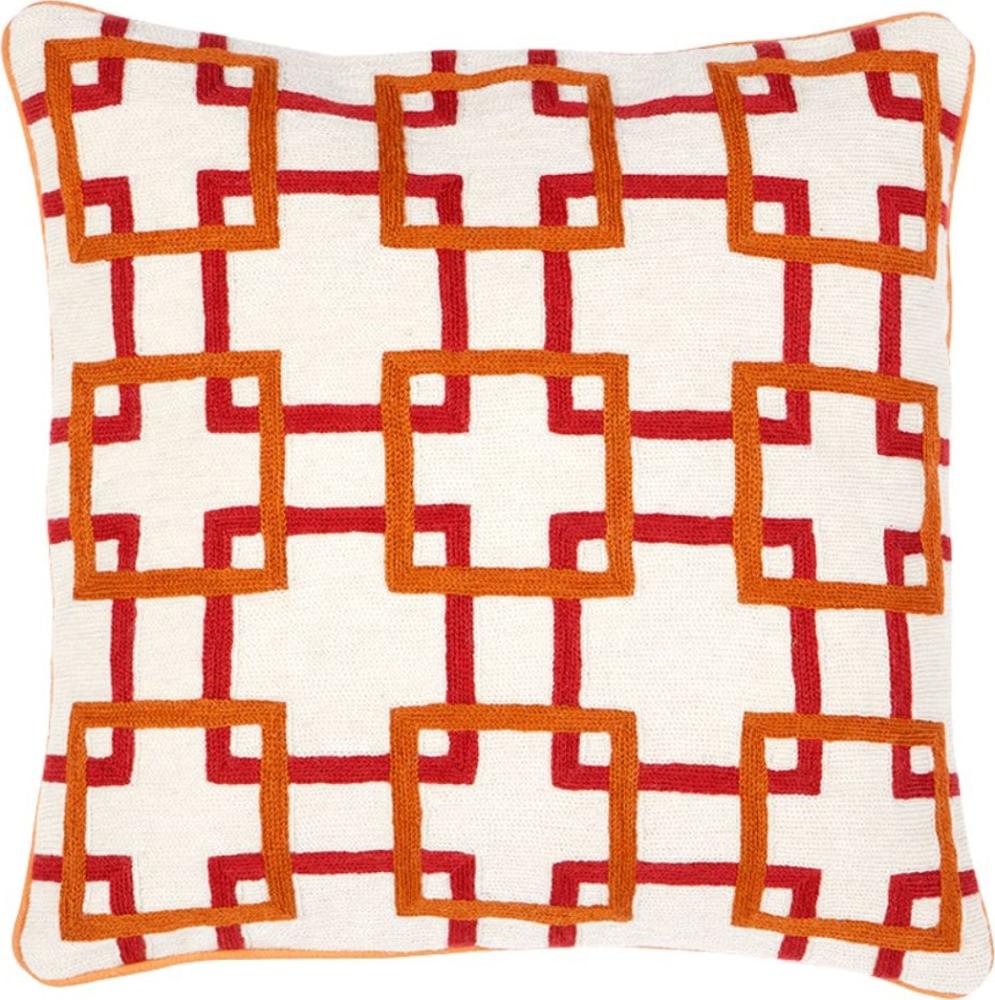 Casa Padrino Zierkissen in weiß / orange / rot 50 x H. 50 cm - Luxus Wohnzimmer Accessoires Bild 1