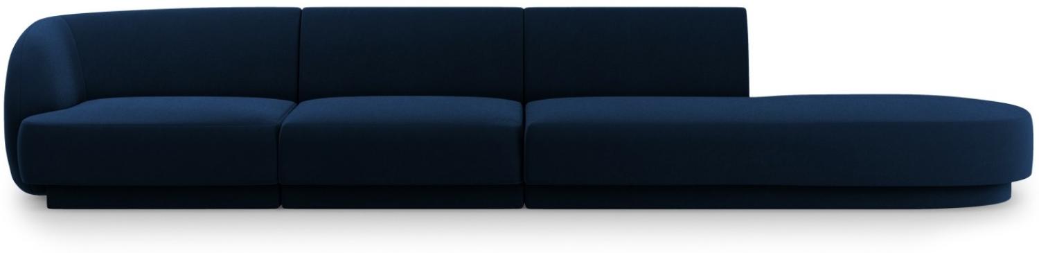 Micadoni 4-Sitzer Rechts Samtstoff Sofa Miley | Bezug Royal Blue | Beinfarbe Black Plastic Bild 1