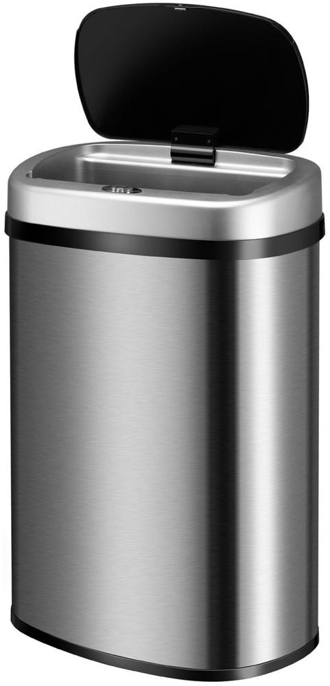 Juskys Automatik Mülleimer mit Sensor 50L - elektrischer Abfalleimer, Bewegungssensor, automatischer Deckel, wasserdicht, rechteckig, Küche - Silber Bild 1
